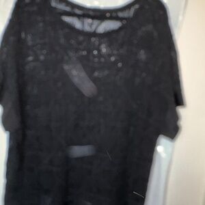 Lafayette 148 plus dressy black shell top